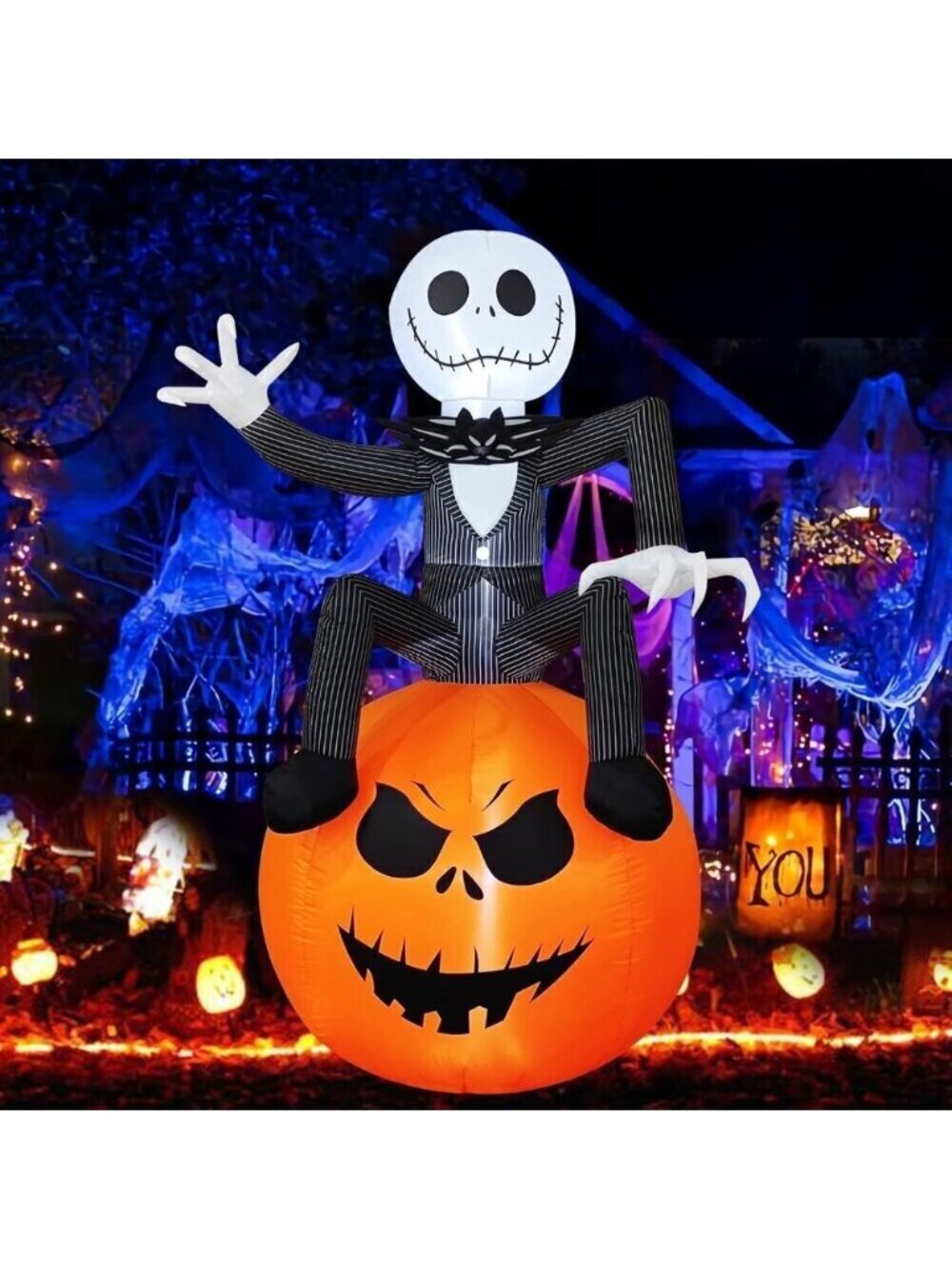 6 Ft Inflatable Halloween Yard Decorations Outdoor Blow Up Yard Pumpkin LED